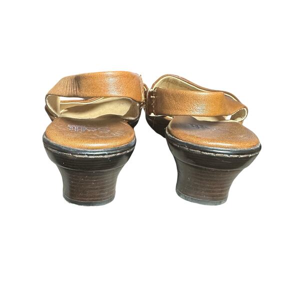 Sofft Brown Leather Slingback Sandals 8.5W Wide Width Comfort Heel Casual Shoes - Picture 7 of 10